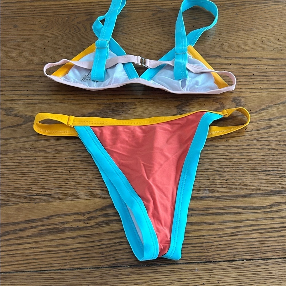 SHEIN Orange and Teal Bikini - Picture 3 of 3